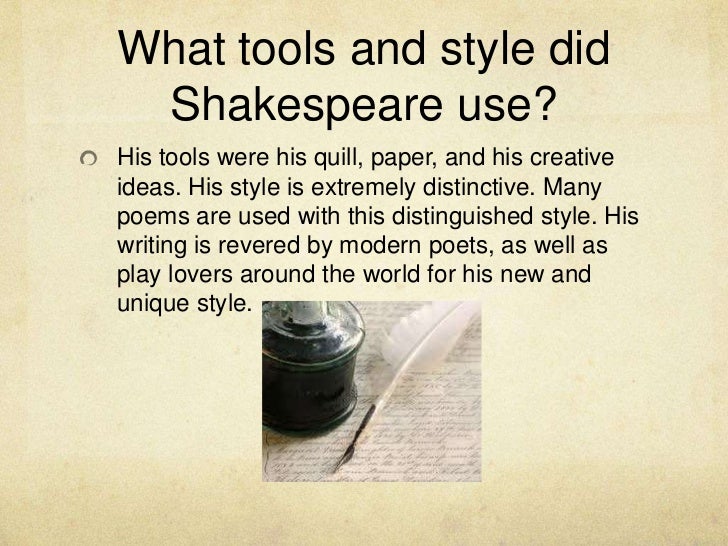 William shakespeare style of writing poems