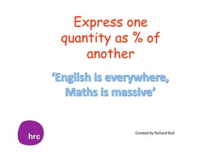Express one
quantity as % of
another
Created by Richard Bull
 