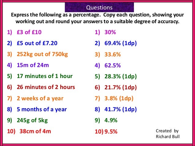 5b. express one quantity as of another