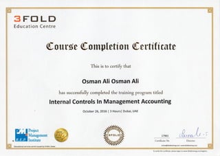 WORKSHOP - INTERNAL CONTROLS IN MANAGEMENT ACCOUNTING