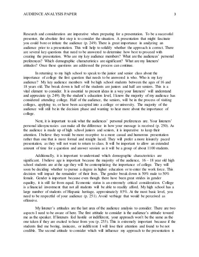 Essay Sample on Audience Analysis - Sample For College Student [Free]