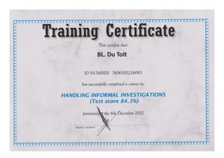 BL Du Toit HA handling internal investigations