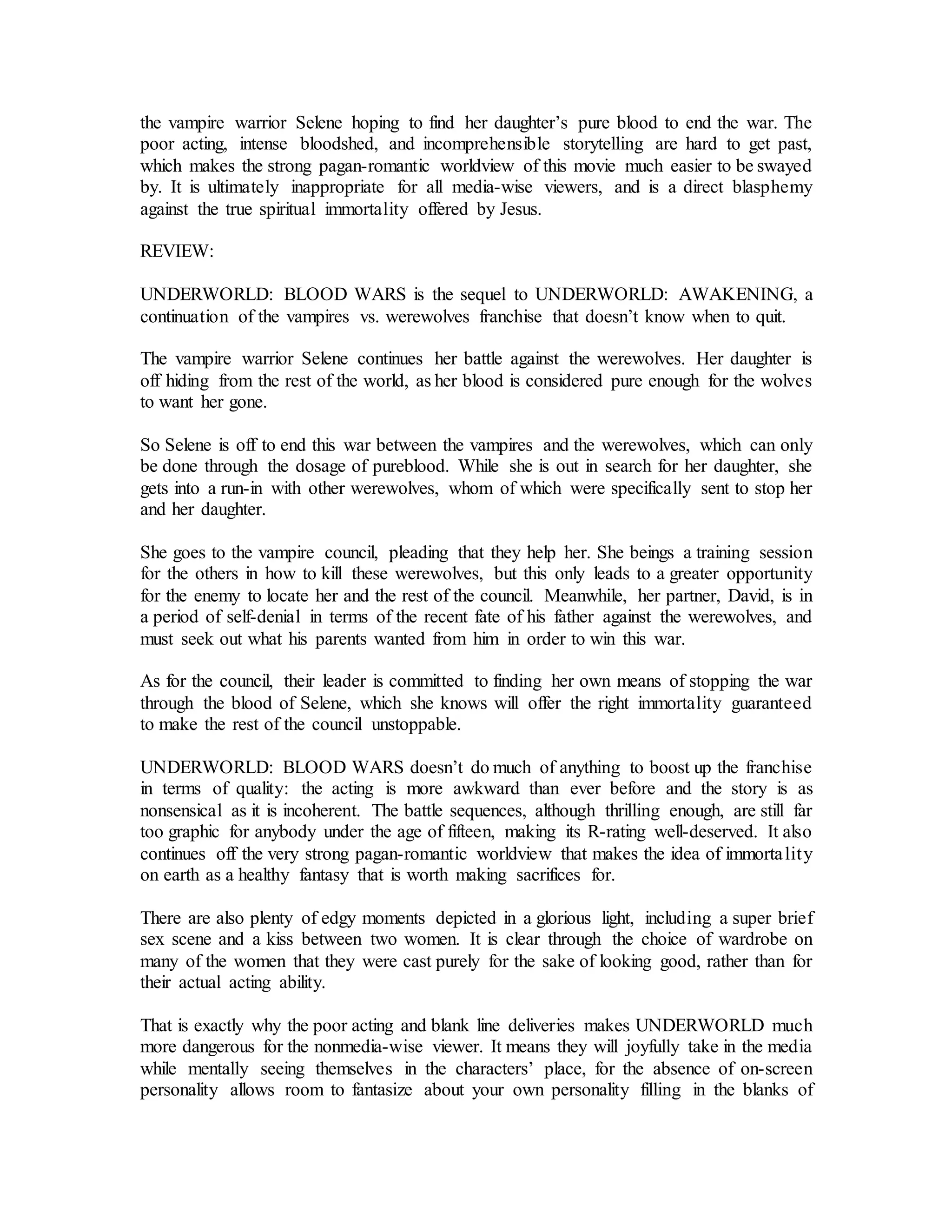 Underworld Blood Wars | PDF