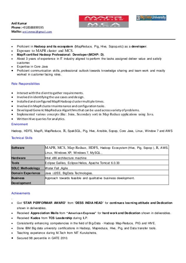 anil bigdata resume