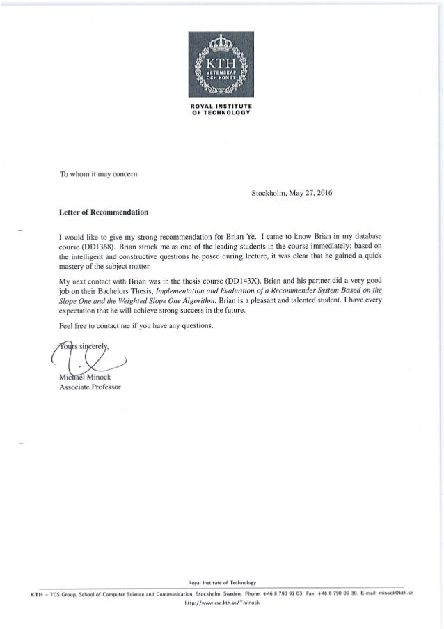 recommendation letter from thesis advisor sample