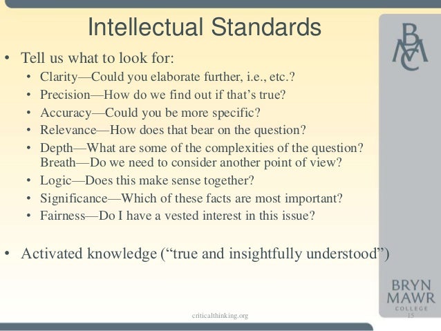 Elements of thought and intellectual standards picture