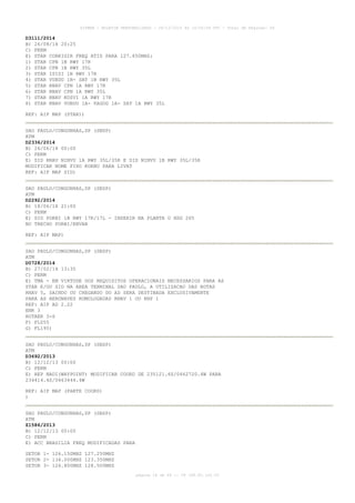 AISWEB - BOLETIM PERSONALIZADO - 28/12/2014 às 14:55:54 UTC - Total de Páginas: 64
página 18 de 64 :: IP 189.62.162.43
D3111/2014
B) 26/08/14 20:25
C) PERM
E) STAR CORRIGIR FREQ ATIS PARA 127.650MHZ:
1) STAR CPN 1B RWY 17R
2) STAR CPN 1B RWY 35L
3) STAR ISISI 1B RWY 17R
4) STAR VUBDU 1B- SAT 1B RWY 35L
5) STAR RNAV CPN 1A RWY 17R
6) STAR RNAV CPN 1A RWY 35L
7) STAR RNAV KOSVI 1A RWY 17R
8) STAR RNAV VUBDU 1A- PAGOG 1A- SAT 1A RWY 35L
REF: AIP MAP (STAR))
SAO PAULO/CONGONHAS,SP (SBSP)
ATM
D2336/2014
B) 26/06/14 00:00
C) PERM
E) SID RNAV NINVU 1A RWY 35L/35R E SID NINVU 1B RWY 35L/35R
MODIFICAR NOME FIXO KORNU PARA LIVAT
REF: AIP MAP SID)
SAO PAULO/CONGONHAS,SP (SBSP)
ATM
D2292/2014
B) 18/06/14 21:00
C) PERM
E) SID PORBI 1B RWY 17R/17L - INSERIR NA PLANTA O HDG 265
NO TRECHO PORBI/ENVAN
REF: AIP MAP)
SAO PAULO/CONGONHAS,SP (SBSP)
ATM
D0728/2014
B) 27/02/14 13:35
C) PERM
E) TMA - EM VIRTUDE DOS REQUISITOS OPERACIONAIS NECESSARIOS PARA AS
STAR E/OU SID NA AREA TERMINAL SAO PAULO, A UTILIZACAO DAS ROTAS
RNAV 5, SAINDO OU CHEGANDO DO AD SERA DESTINADA EXCLUSIVAMENTE
PARA AS AERONAVES HOMOLOGADAS RNAV 1 OU RNP 1
REF: AIP AD 2.22
ENR 3
ROTAER 3-S
F) FL055
G) FL195)
SAO PAULO/CONGONHAS,SP (SBSP)
ATM
D3692/2013
B) 12/12/13 00:00
C) PERM
E) REP NADI(WAYPOINT) MODIFICAR COORD DE 235121.6S/0462720.4W PARA
234414.4S/0463444.4W
REF: AIP MAP (PARTE COORD)
)
SAO PAULO/CONGONHAS,SP (SBSP)
ATM
Z1586/2013
B) 12/12/13 00:00
C) PERM
E) ACC BRASILIA FREQ MODIFICADAS PARA
SETOR 1- 126.150MHZ 127.250MHZ
SETOR 2- 134.000MHZ 123.350MHZ
SETOR 3- 126.800MHZ 128.500MHZ
 