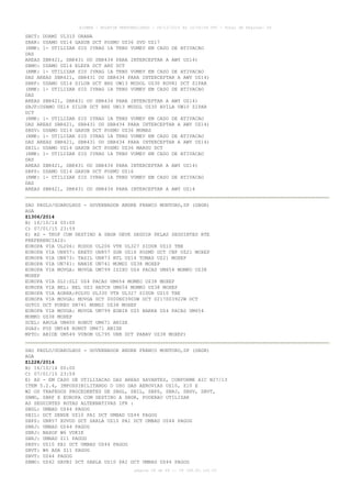 AISWEB - BOLETIM PERSONALIZADO - 28/12/2014 às 14:55:54 UTC - Total de Páginas: 64
página 28 de 64 :: IP 189.62.162.43
SBCT: DORMI UL310 ORANA
SBAR: USAMO UZ14 GAXUB DCT POSMU UZ36 SVD UZ17
(RMK: 1- UTILIZAR SID IVRAG 1A TRNS VUMEV EM CASO DE ATIVACAO
DAS
AREAS SBR421, SBR431 OU SBR434 PARA INTERCEPTAR A AWY UZ14)
SBMO: USAMO UZ14 ELEFA DCT ARU DCT
(RMK: 1- UTILIZAR SID IVRAG 1A TRNS VUMEV EM CASO DE ATIVACAO
DAS AREAS SBR421, SBR431 OU SBR434 PARA INTERCEPTAR A AWY UZ14)
SBRF: USAMO UZ14 SILUB DCT BHZ UW13 MUDOL UZ30 KOVRI DCT ZIPAR
(RMK: 1- UTILIZAR SID IVRAG 1A TRNS VUMEV EM CASO DE ATIVACAO
DAS
AREAS SBR421, SBR431 OU SBR434 PARA INTERCEPTAR A AWY UZ14)
SBJP:USAMO UZ14 SILUB DCT BHZ UW13 MUDOL UZ30 AVILA UW10 ZIPAR
DCT
(RMK: 1- UTILIZAR SID IVRAG 1A TRNS VUMEV EM CASO DE ATIVACAO
DAS AREAS SBR421, SBR431 OU SBR434 PARA INTERCEPTAR A AWY UZ14)
SBSV: USAMO UZ14 GAXUB DCT POSMU UZ36 MUMAS
(RMK: 1- UTILIZAR SID IVRAG 1A TRNS VUMEV EM CASO DE ATIVACAO
DAS AREAS SBR421, SBR431 OU SBR434 PARA INTERCEPTAR A AWY UZ14)
SBIL: USAMO UZ14 GAXUB DCT POSMU UZ36 MARSU DCT
(RMK: 1- UTILIZAR SID IVRAG 1A TRNS VUMEV EM CASO DE ATIVACAO
DAS
AREAS SBR421, SBR431 OU SBR434 PARA INTERCEPTAR A AWY UZ14)
SBPS: USAMO UZ14 GAXUB DCT POSMU UZ16
(RMK: 1- UTILIZAR SID IVRAG 1A TRNS VUMEV EM CASO DE ATIVACAO
DAS
AREAS SBR421, SBR431 OU SBR434 PARA INTERCEPTAR A AWY UZ14
SAO PAULO/GUARULHOS - GOVERNADOR ANDRE FRANCO MONTORO,SP (SBGR)
AGA
Z1306/2014
B) 16/10/14 00:00
C) 07/01/15 23:59
E) AD - TKOF COM DESTINO A SBGR DEVE SEGUIR PELAS SEGUINTES RTE
PREFERENCIAIS:
EUROPA VIA UL206: KODOS UL206 VTR UL327 SIDUR UZ10 TBE
EUROPA VIA UN857: ERETU UN857 SGR UZ16 POSMU DCT CNF UZ21 MOXEP
EUROPA VIA UN873: TASIL UN873 NTL UZ14 TOMAS UZ21 MOXEP
EUROPA VIA UN741: NANIK UN741 MUMDI UZ38 MOXEP
EUROPA VIA MOVGA: MOVGA UM799 ISIXU UZ4 PACAS UM654 MOMKO UZ38
MOXEP
EUROPA VIA SLI:SLI UZ4 PACAS UM654 MOMKO UZ38 MOXEP
EUROPA VIA BEL: BEL UZ3 HATCH UM654 MOMKO UZ38 MOXEP
EUROPA VIA AORRA:POLVO UL330 VTR UL327 SIDUR UZ10 TBE
EUROPA VIA MOVGA: MOVGA DCT 0000N03900W DCT 0217S03922W DCT
GUTOI DCT PUREU UN741 MUMDI UZ38 MOXEP
EUROPA VIA MOVGA: MOVGA UM799 EGBIR UZ5 BARKA UZ4 PACAS UM654
MOMKO UZ38 MOXEP
SCEL: ARULA UM400 RONUT UM671 ANISE
SGAS: FOZ UM548 RONUT UM671 ANISE
MPTO: ABIDE UM549 VUBOM UL795 URB DCT PABAV UZ38 MOXEP)
SAO PAULO/GUARULHOS - GOVERNADOR ANDRE FRANCO MONTORO,SP (SBGR)
AGA
Z1228/2014
B) 16/10/14 00:00
C) 07/01/15 23:59
E) AD - EM CASO DE UTILIZACAO DAS AREAS XAVANTES, CONFORME AIC N27/13
ITEM 5.2.4, IMPOSSIBILITANDO O USO DAS AEROVIAS UZ10, Z10 E
W2 OS TRAFEGOS PROCEDENTES DE SBGL, SBIL, SBPS, SBRJ, SBSV, SBVT,
SBMO, SBRF E EUROPA COM DESTINO A SBGR, PODERAO UTILIZAR
AS SEGUINTES ROTAS ALTERNATIVAS IFR :
SBGL: UMBAD UZ44 PAGOG
SBIL: DCT DENDE UZ10 PAI DCT UMBAD UZ44 PAGOG
SBPS: UN857 XUVUD DCT SARLA UZ10 PAI DCT UMBAD UZ44 PAGOG
SBRJ: UMBAD UZ44 PAGOG
SBRJ: NAXOP W6 VUKIK
SBRJ: UMBAD Z11 PAGOG
SBSV: UZ10 PAI DCT UMBAD UZ44 PAGOG
SBVT: W6 ADA Z11 PAGOG
SBVT: UZ44 PAGOG
SBMO: UZ42 SAVBI DCT SARLA UZ10 PAI DCT UMBAD UZ44 PAGOG
 