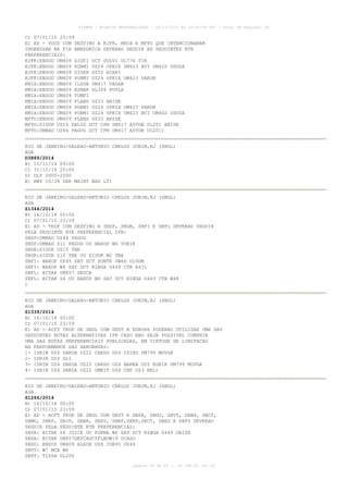 AISWEB - BOLETIM PERSONALIZADO - 28/12/2014 às 14:55:54 UTC - Total de Páginas: 64
página 50 de 64 :: IP 189.62.162.43
C) 07/01/15 23:59
E) AD - VOOS COM DESTINO A KJFK, KMIA E MPTO QUE INTENCIONAREM
INGRESSAR NA FIR AMAZONICA DEVERAO SEGUIR AS SEGUINTES RTE
PREFERENCIAIS:
KJFK:ENSOD UM409 GIGTI DCT DOLVI UL776 TIR
KJFK:ENSOD UM409 PORMI UZ24 OPRIX UM423 BVI UM402 UDUSA
KJFK:ENSOD UM409 SIGER UZ52 ACARI
KJFK:ENSOD UM409 PORMI UZ24 OPRIX UM423 PAKON
KMIA:ENSOD UM409 ILSUB UM417 VAGAN
KMIA:ENSOD UM409 ESMAR UL304 POVLA
KMIA:ENSOD UM409 VUMPI
KMIA:ENSOD UM409 FLAND UZ33 ABIDE
KMIA:ENSOD UM409 PORMI UZ24 OPRIX UM423 PAKON
KMIA:ENSOD UM409 PORMI UZ24 OPRIX UM423 BVI UM402 UDUSA
MPTO:ENSOD UM409 FLAND UZ33 ABIDE
MPTO:SIDUR UZ10 DALIG DCT CPN UM417 ASTOB UL201 ABIDE
MPTO:UMBAD UZ44 PAGOG DCT CPN UM417 ASTOB UL201)
RIO DE JANEIRO/GALEAO-ANTONIO CARLOS JOBIM,RJ (SBGL)
AGA
D3889/2014
B) 11/11/14 09:00
C) 31/12/14 20:00
D) DLY 0900-2000
E) RWY 10/28 SER MAINT NAS LT)
RIO DE JANEIRO/GALEAO-ANTONIO CARLOS JOBIM,RJ (SBGL)
AGA
Z1344/2014
B) 16/10/14 00:00
C) 07/01/15 23:59
E) AD - TKOF COM DESTINO A SBSP, SBGR, SBFI E SBFL DEVERAO SEGUIR
PELA SEGUINTE RTE PREFERENCIAL IFR:
SBSP:UMBAD UZ44 PAGOG
SBSP:UMBAD Z11 PAGOG OU NAXOP W6 VUKIK
SBGR:SIDUR UZ10 TBE
SBGR:SIDUR Z10 TBE OU SIDUR W2 TBE
SBFI: NAXOP UZ45 SAT DCT PONTE UW66 DIDOM
SBFI: NAXOP W6 SAT DCT NIBGA G449 CTB A431
SBFL: BITAK UN857 DEUCA
SBFL: BITAK Z4 OU NAXOP W6 SAT DCT NIBGA G449 CTB W48
)
RIO DE JANEIRO/GALEAO-ANTONIO CARLOS JOBIM,RJ (SBGL)
AGA
Z1339/2014
B) 16/10/14 00:00
C) 07/01/15 23:59
E) AD - ACFT TKOF DE SBGL COM DEST A EUROPA PODERAO UTILIZAR UMA DAS
SEGUINTES ROTAS ALTERNATIVAS IFR CASO NAO SEJA POSSIVEL CUMPRIR
UMA DAS ROTAS PREFERENCIAIS PUBLICADAS, EM VIRTUDE DE LIMITACAO
NA PERFORMANCE DAS AERONAVES:
1- ISRIN UZ4 DAKDA UZ22 CARDO UZ4 ISIXU UM799 MOVGA
2- ISRIN UZ4 SLI
3- ISRIN UZ4 DAKDA UZ22 CARDO UZ4 BARKA UZ5 EGBIR UM799 MOVGA
4- ISRIN UZ4 DAKDA UZ22 UMKIT UZ4 CNF UZ3 BEL)
RIO DE JANEIRO/GALEAO-ANTONIO CARLOS JOBIM,RJ (SBGL)
AGA
Z1266/2014
B) 16/10/14 00:00
C) 07/01/15 23:59
E) AD - ACFT TKOF DE SBGL COM DEST A SBPA, SBGO, SBVT, SBBH, SBCF,
SBMO, SBRF, SBJP, SBAR, SBSV, SBRP,SBKP,SBCT, SBEG E SBFZ DEVERAO
SEGUIR PELA SEGUINTE RTE PREFERENCIAL:
SBPA: BITAK Z4 JUICE OU PORNA W6 SAT DCT NIBGA G449 DAISE
SBPA: BITAK UN857DEUCADCTFLNUW19 OCASO
SBGO: ENSOD UM409 ALGOX UZ8 CORVO UZ46
SBVT: W7 MCA W6
SBVT: TISVA UL206
 