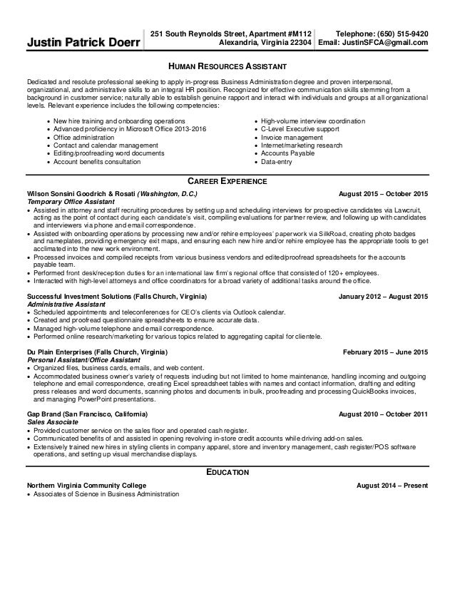 Justin Doerr Human Resources Resume Justin Doerr Human Resources Resume