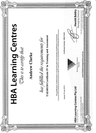 Certificate IV in Training and Assessment