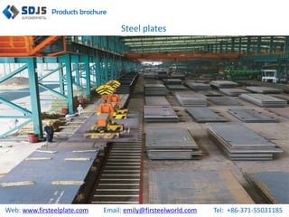 Products brochure
Steel plates
Web: www.firsteelplate.com Email: emily@firsteelworld.com Tel: +86-371-55031185
 
