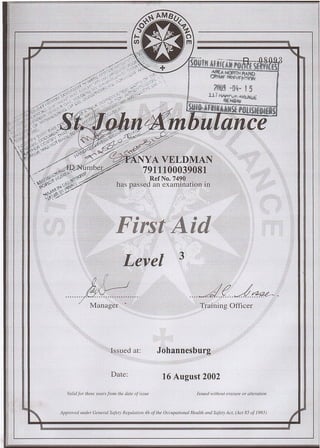 First Aid - Certificate