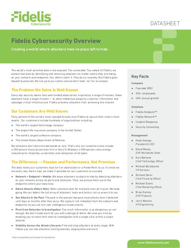 Fidelis Cybersecurity Overview
