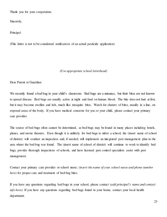 bed bug guide for schools with additional graphics for a5 format bed bug letter to parents