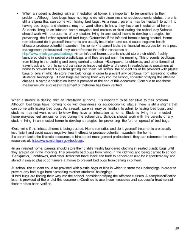 bed bug guide for schools with additional graphics for a5 format bed bug letter to parents