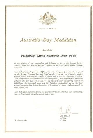 Australa Day Medallion 2008