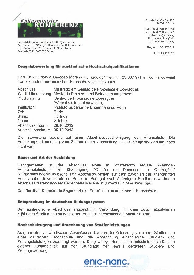 Zeugnisbewertung Master