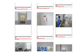 Photo of the inside of the main production
hall
NC-The A4 format BSCI COC.JPG
Photo of the inside of the main production
hall
Raw material warehouse-2.JPG
Photo of the inside of the main production
hall
Fire Extinguisher.JPG
Photo of the inside of the main production
hall
NC-The wrong warning sign on electrical
panel.JPG
Photo of the inside of the main production
hall
Suggestion box.JPG
Photo of the inside of the main production
hall
Fire hydrant testing.JPG
 