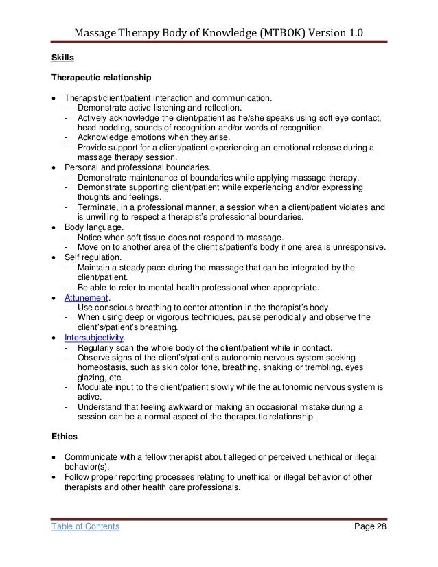 Massage therpist resume