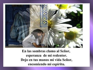 En las sombras clamo al Señor,  esperanza  de mi redentor. Dejo en tus manos mi vida Señor, encomiendo mi espíritu. 