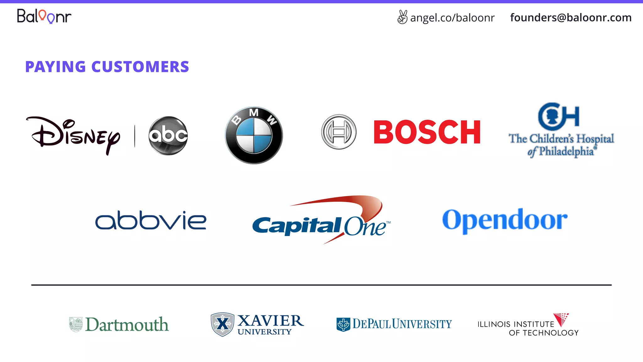 founders@baloonr.comangel.co/baloonr
PAYING CUSTOMERS
 