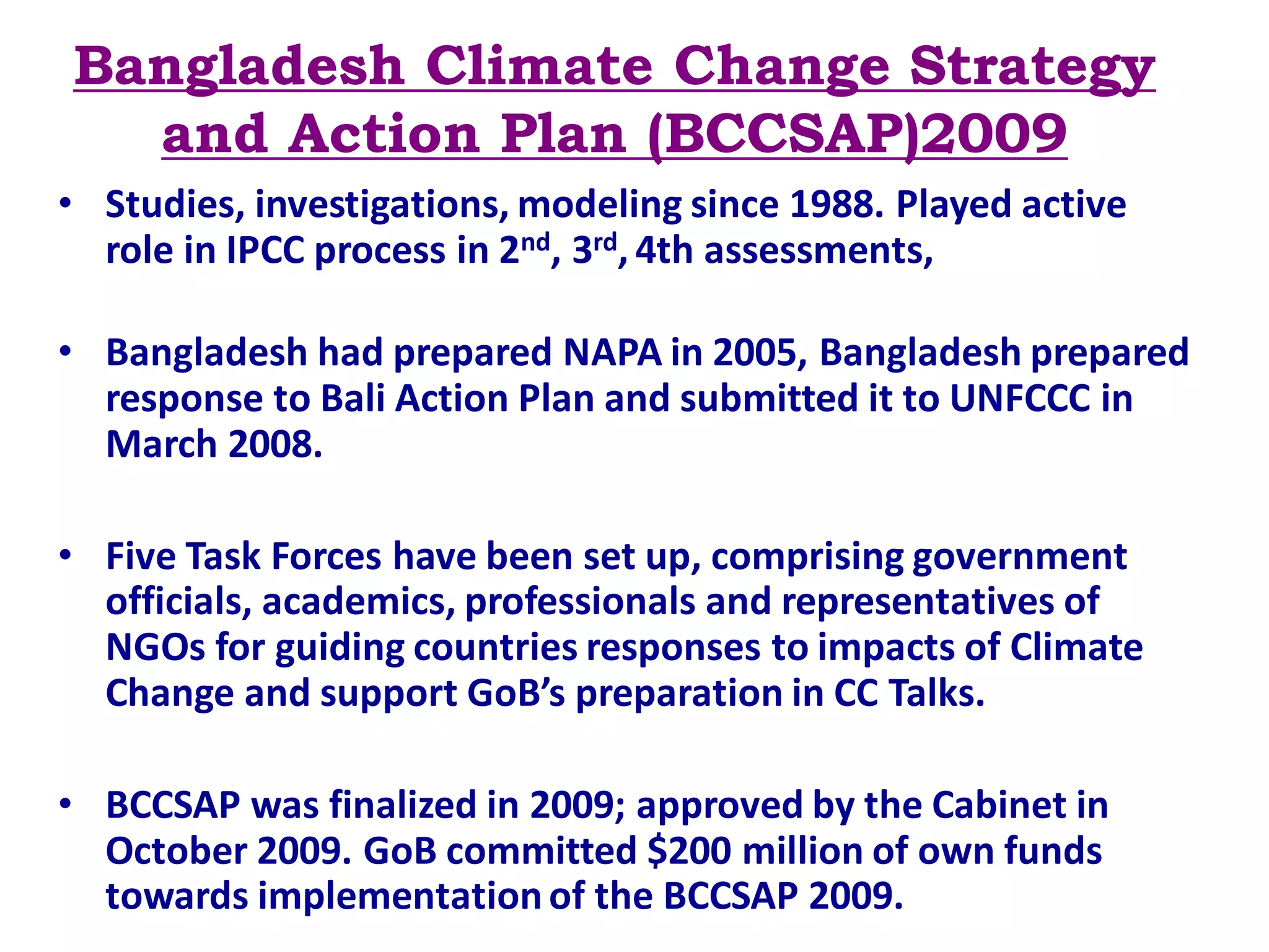 Bangladesh experience in integrating climate change into national ...