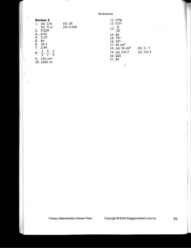 Singapore Math 5b Answer Keys