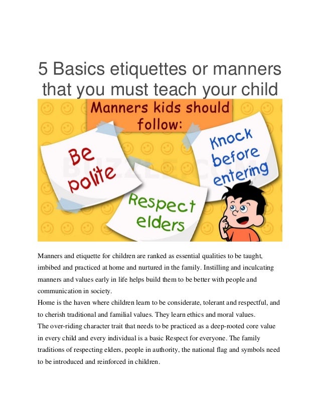 5 basics etiquette or manners that you must teach your child