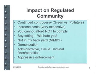 2/29/2016
Impact on Regulated
Community
Free template from www.brainybetty.com
5
 