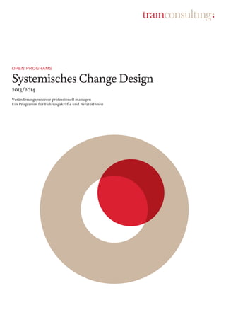 Open Programs
Systemisches Change Design
2013/2014
Veränderungsprozesse professionell managen
Ein Programm für Führungskräfte und BeraterInnen
 