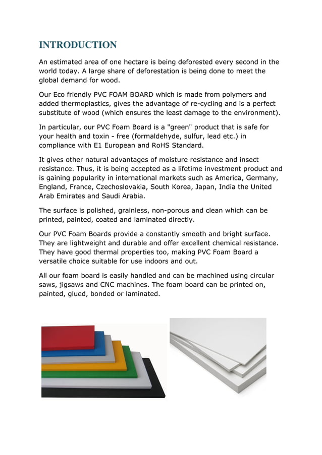 EcoFriendly PVC Foam Board Substitute for Wood PDF