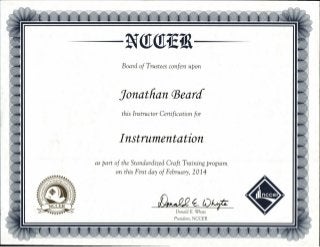 as part of the Standardized Craft Training program
on this First day of February, 2014
this Instructor Certification for
 