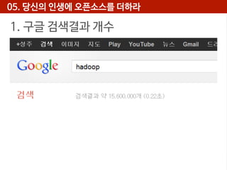 05. 당신의 인생에 오픈소스를 더하라

1. 구글 검색결과 개수

 