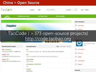 China > Open Source

TaoCode ( > 373 open-source projects)
http://code.taobao.org

 
