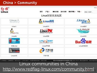 China > Community

Linux communities in China

http://www.redﬂag-linux.com/community.html

 