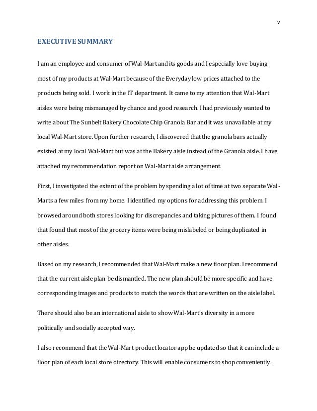 Formal Report On Wal Mart Aisle Arrangement