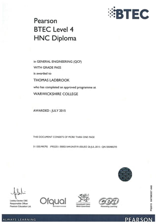 BTEC Level 4 HNC Diploma