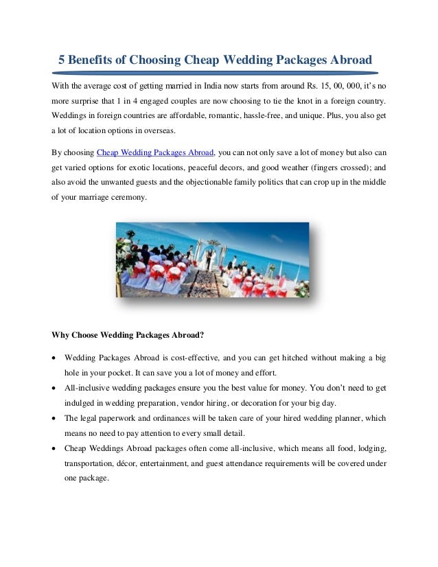 5 Benefits Of Choosing Cheap Wedding Packages Abroad