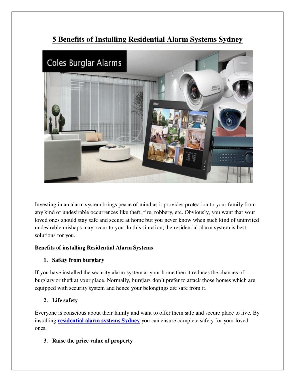 5 Benefits of Installing Residential Alarm Systems Sydney Coles