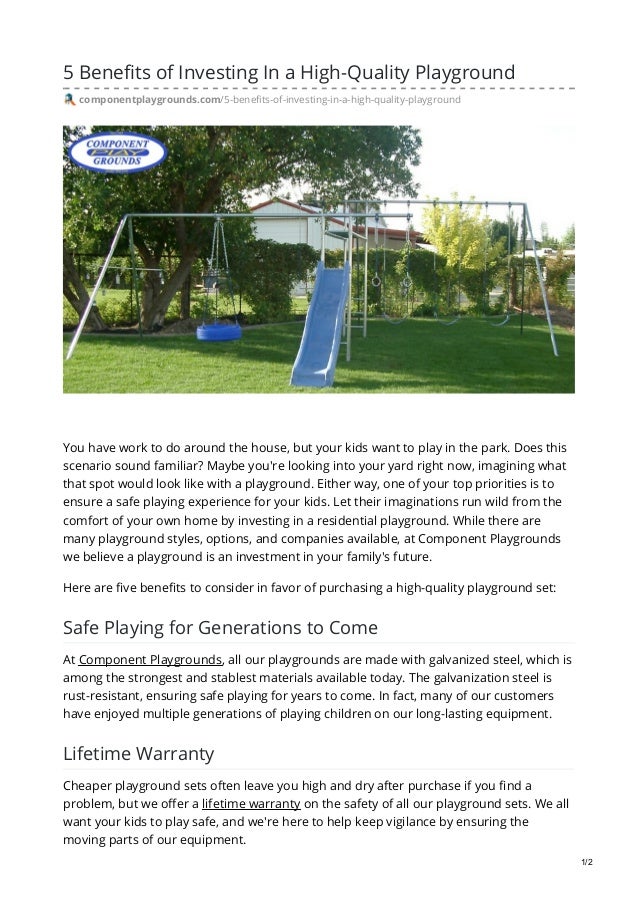 5 benefits of investing in a high quality playground