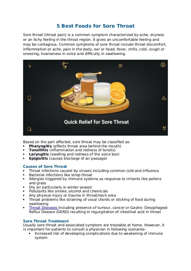 5 Best Foods For Sore Throat