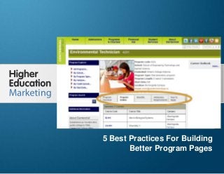5 Best Practices For Building Better
Program Pages
Slide 1
5 Best Practices For Building
Better Program Pages
 
