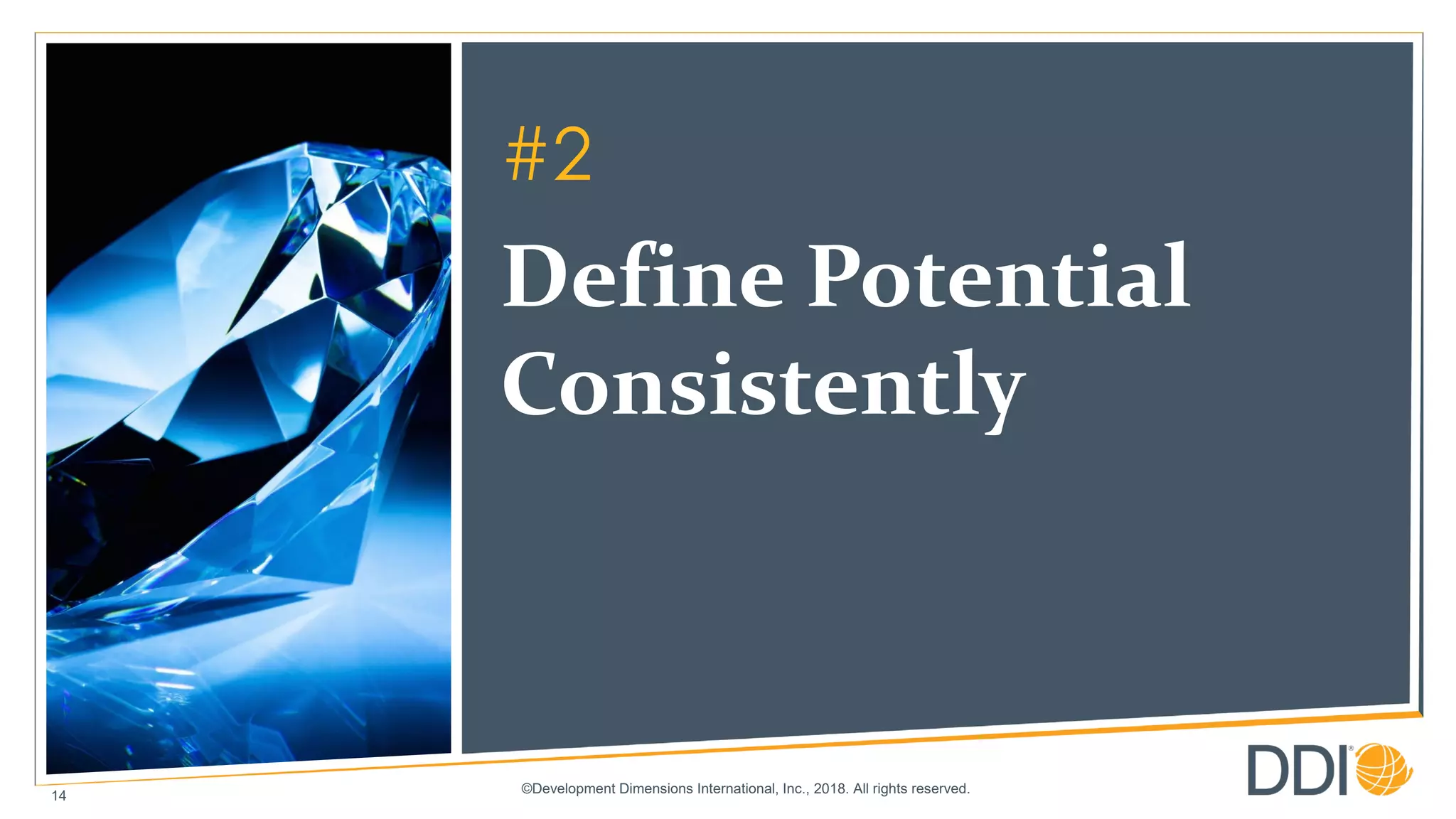 ©Development Dimensions International, Inc., 2018. All rights reserved.
14
#2
Define Potential
Consistently
 