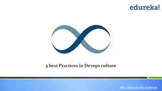 http://www.edureka.co/devops
5 best Practices in Devops culture
 