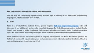 5 Best programming languages for android app development in 2025 ...