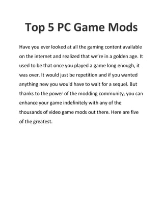 New & popular game mods for Web 