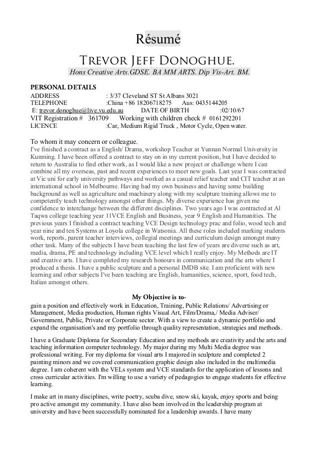 resumes for teachers examples