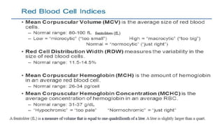 Blood Routine Index DPT - Physiology - II (Blood Physiology) Blood indices | PPTX