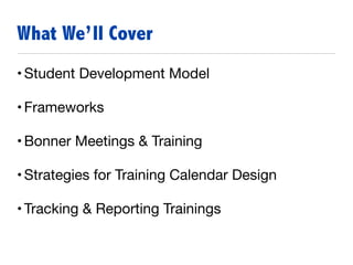 Bonner Program Map Bonner Student Development | PDF